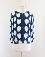 NWT Crown and Ivy Navy Blue Printed Cardigan Sweater Size PM MP Geometric