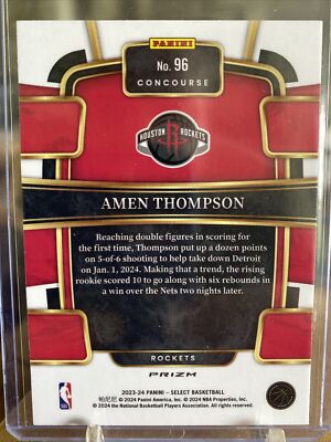 2023-24 Panini Select Amem Thompson Orange Tectonic SSP Concourse