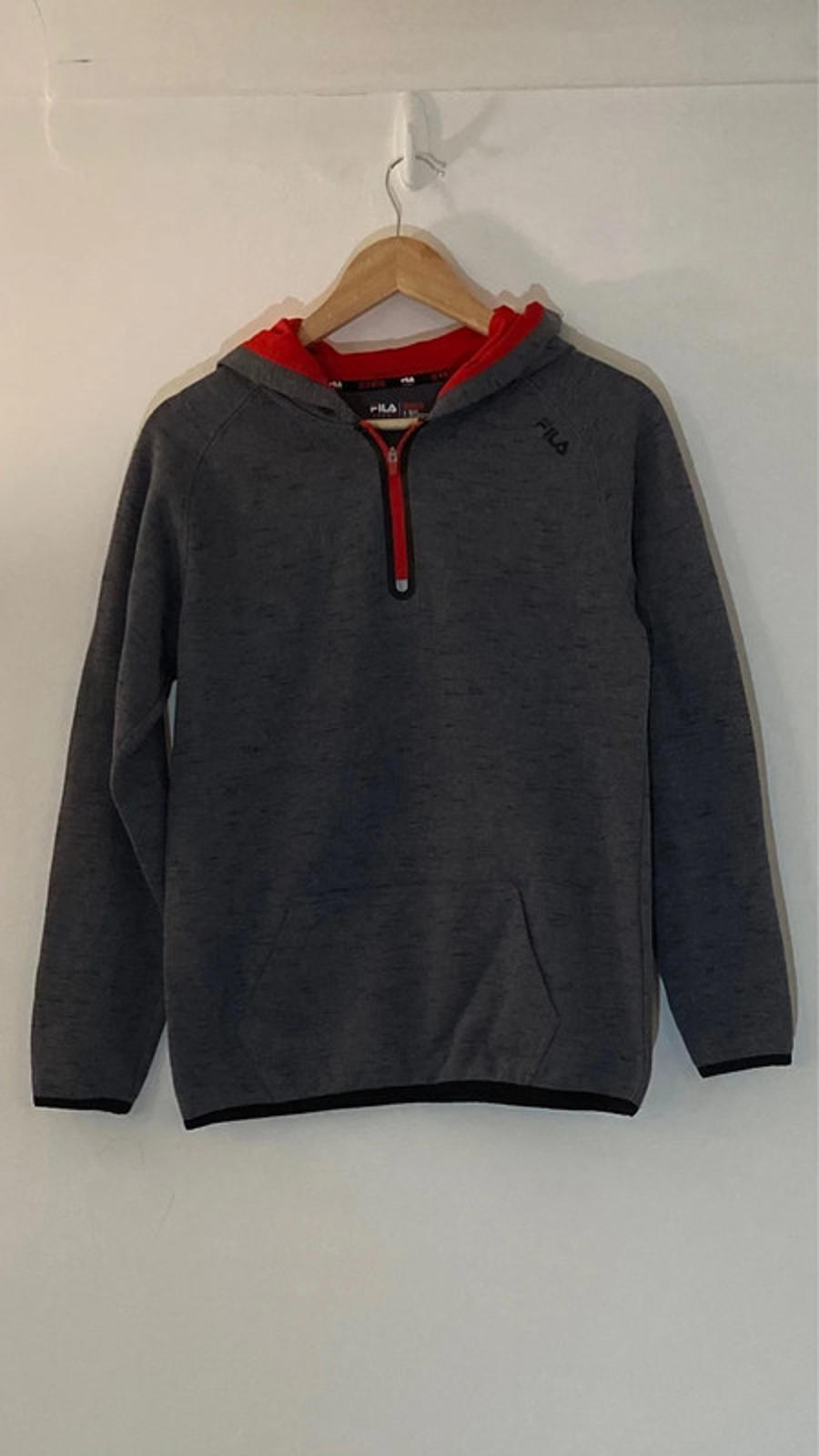 Felpa con cappuccio e zip Fila Sport 1 4 Grigio e Rosso Taglia S (XL Youth)