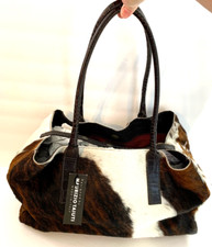 Nwt Italian Maurizo Taiuti X Large Genuine Cowhide Fur Leather Purse Handbag Bag