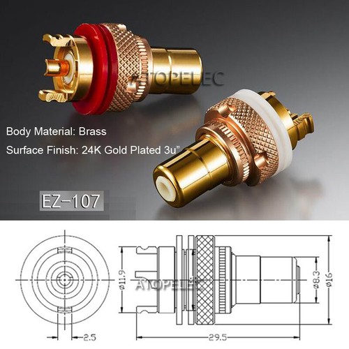 1 pair EIZZ Gold/Silver/Rhodium Plated RCA Jack Female Socket Connector HiFi AMP - Picture 8 of 8