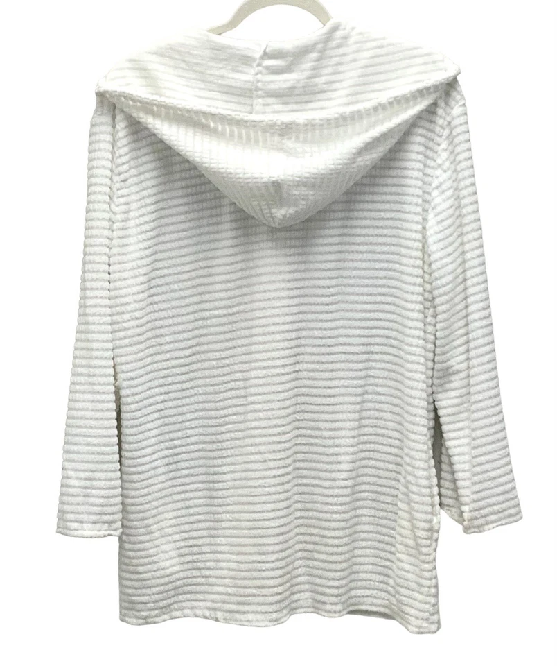 Cárdigan vintage de tela Dotti Terri con capucha manga 3/4 blanco para mujer talla mediana Foto 2 de 2