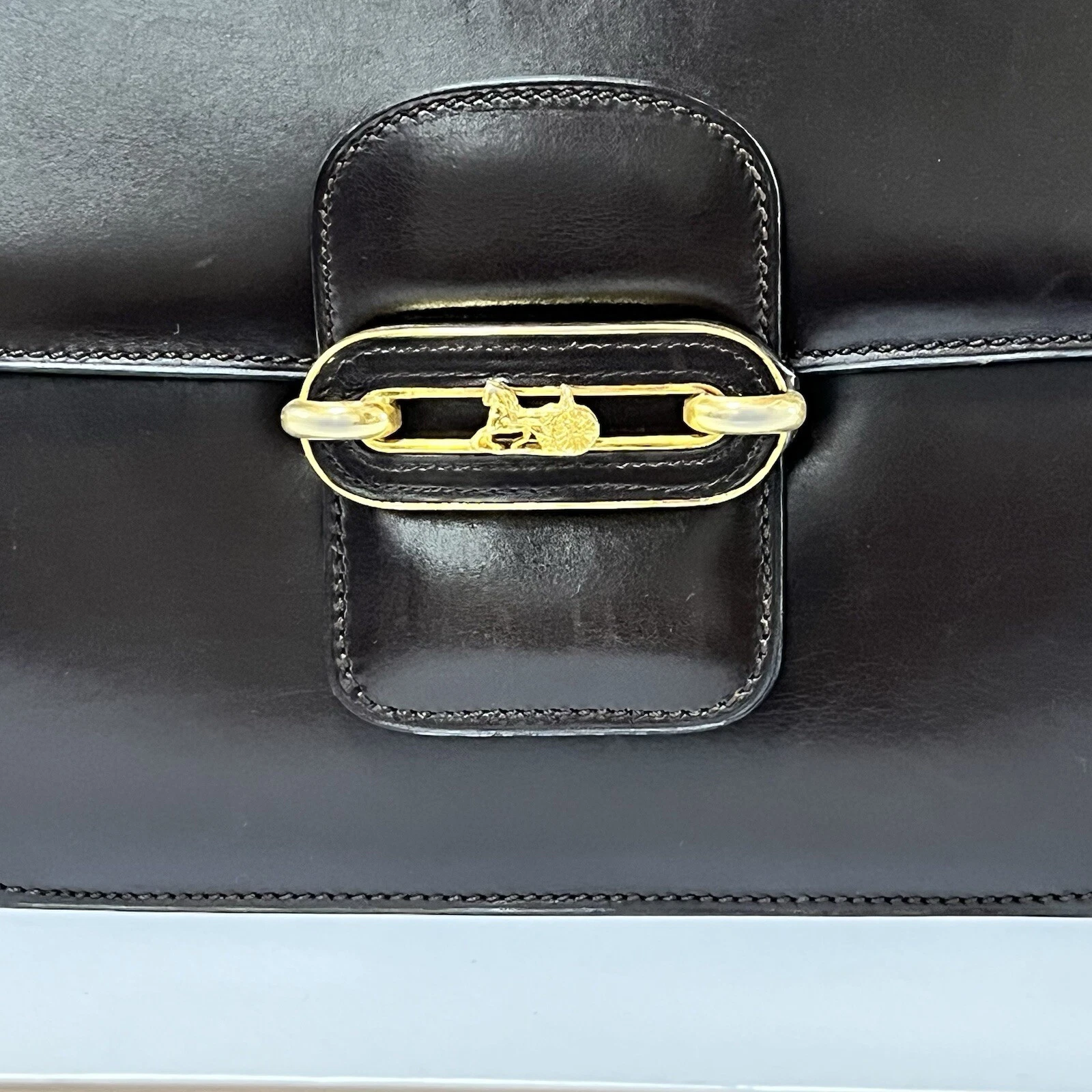 COACH Borsa a tracolla CELINE carrozza cavalli pelle marrone autentica dal Giappone #103