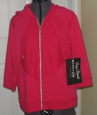   ONQUE CASUALS KNIT TOP SWEATSHIRT SIZE S STRETCH DARK PINK HOOD NWT
