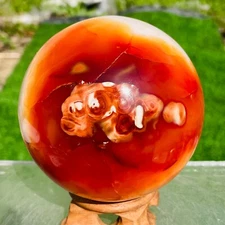 2.40lb Natural Red Agate Quartz Crystal Carnelian Jasper Sphere Ball Healing