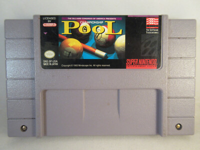 Championship Pool (Super Nintendo SNES) Game Cart, Tray, and Protective Cover
