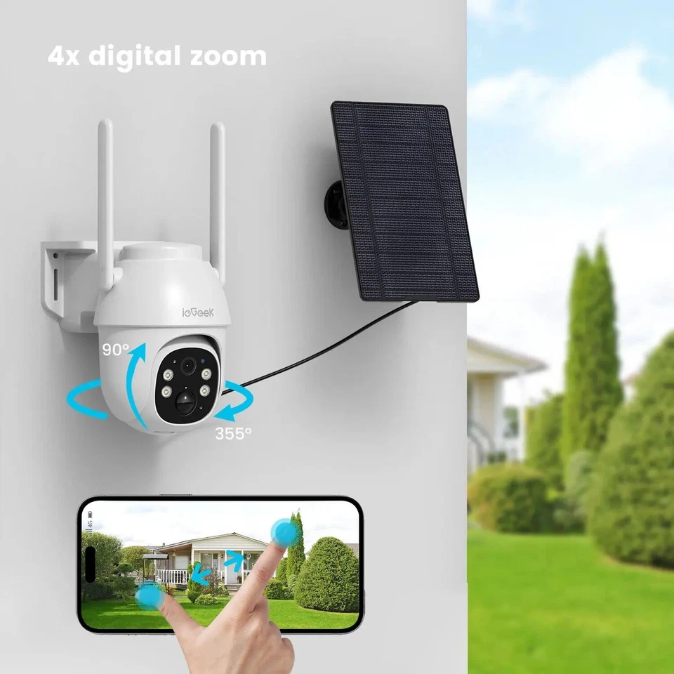 2K Outdoor Camera with Solar Panel, Wireless Camera,9600mAh Built-in Battery, 4G - Image 3 of 4