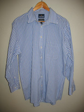 Stafford Mens Dress Shirt 16.5 32-33 Plaid Button Down Long Sleeve Blue Purple