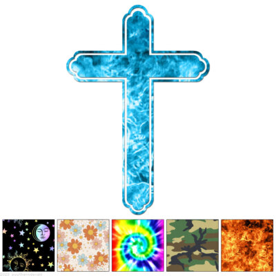 Outlined Cross - Decal Sticker - Multiple Patterns & Sizes - ebn6817