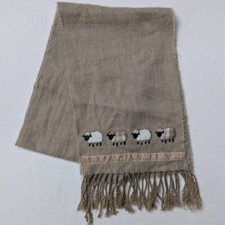 James pringle weavers womens brown beige scarf with sheep 100 acrylic
