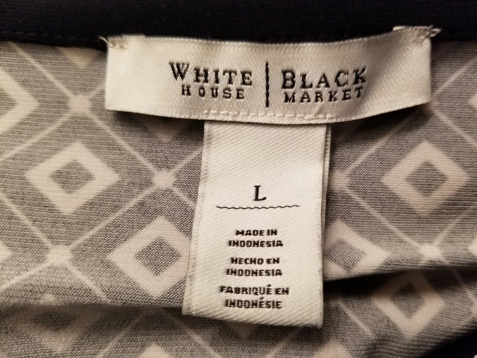 White House Black Market Womens Shirt Dress Size L Large Black White - Image 2 of 4