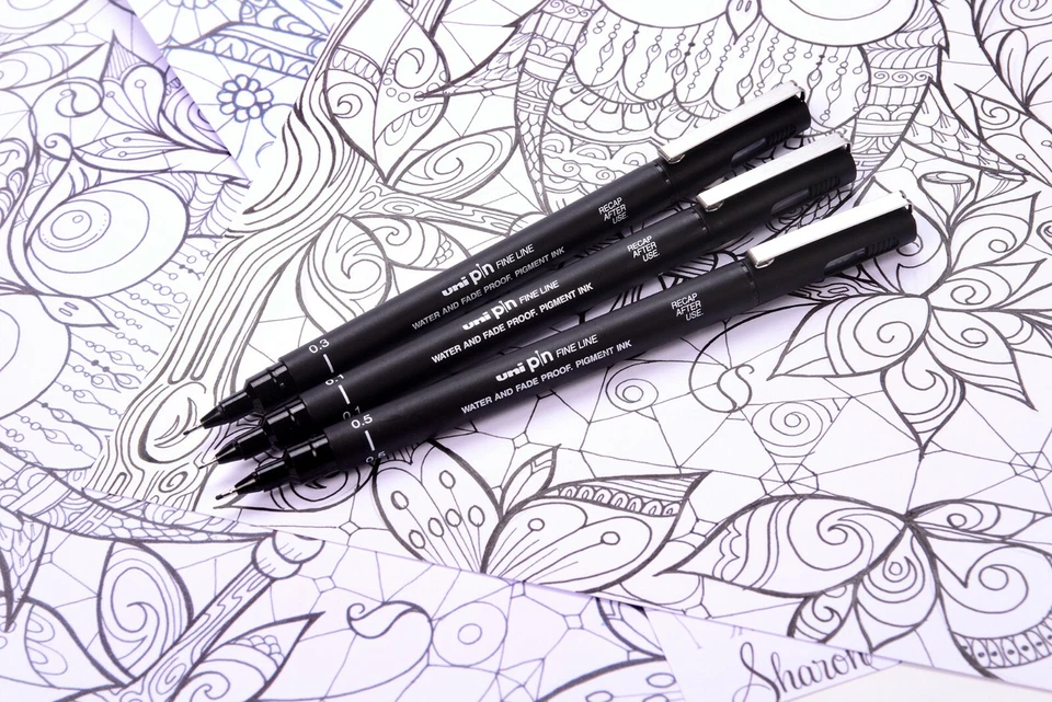 Uni Ball PIN Fine Line Water-proof & Fade-proof Archival Ink Drawing Pens - Image 2 of 3