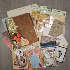 Junk Journal Jumpstart Kit: Handmade New ephemera - Ready to finish