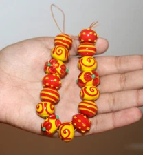 5 Strands Yellow Fancy Glass Beads for fashion jewelry 18mm Handmade glass beads