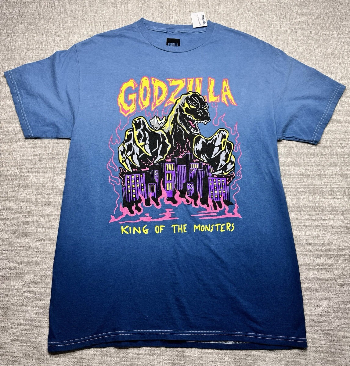 Godzilla King of the Monsters Graphic T-Shirt Blue Fade Tee Godzilla King of the Monsters Graphic T-Shirt Blue Fade Tee