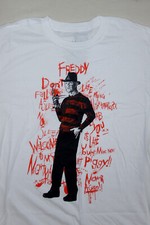 Freddy Krueger Nightmare On Elm Street White Mens L T Shirt Blood Graphiti