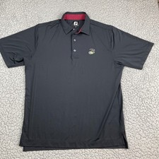 Footjoy Golf Polo Shirt Mens Large Black Short Sleeve Course Logo