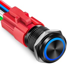 16mm Latching Push Button Switch, 12V DC On Off Power Button with LED A