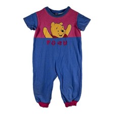 Vintage 90s Disney Girls Winnie The Pooh Embroidered Graphic Romper Rare 18M 