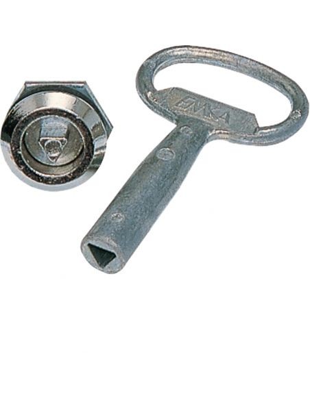 Serrure triangle male 7mm avec cle pour armoire electrique et boitier de chantier