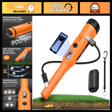 Rechargeable Waterproof Metal Detector Pinpointer Wand - 360  Detection, LED Lig