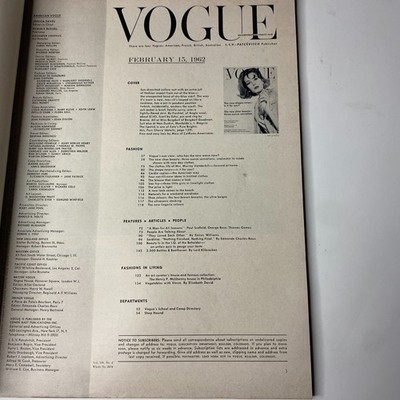 VOGUE 1962年春のコレクション Vogue Magazine ~ February 15, 1962 ~ Nena Von Schlebrugge Penn