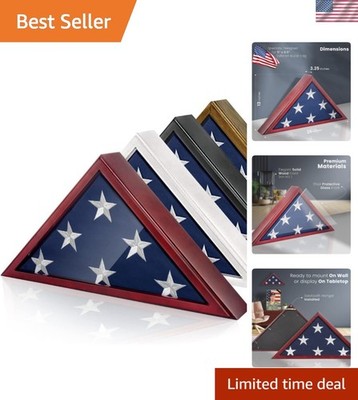 Glass Front Flag Display Case for Burial Flag - Wall Mounted 9.5 X 5 Feet Fla...