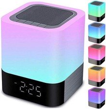 Night Lights Bluetooth Speaker, Alarm Clock black or silver