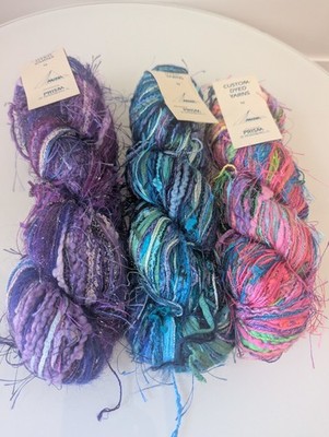 Prism Yarns Wild Stuff 3 Skeins Concord , Ocean & Tutti Fruitti Colors Knitting