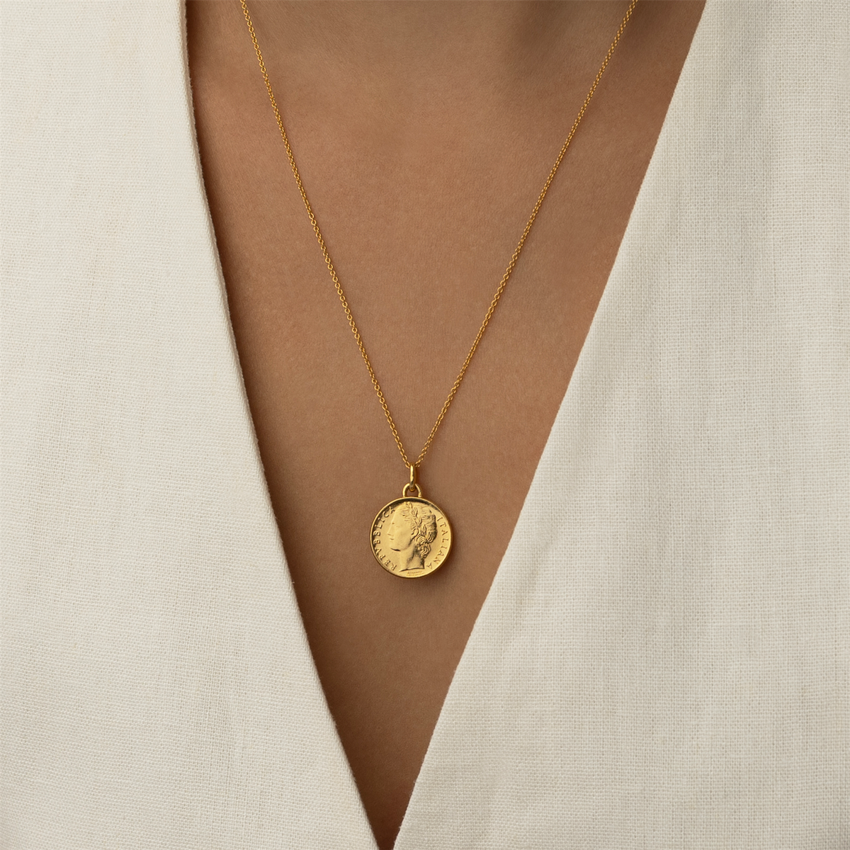 18K Gold Plated Genuine Italian 100 Lira Coin Medallion | Necklace