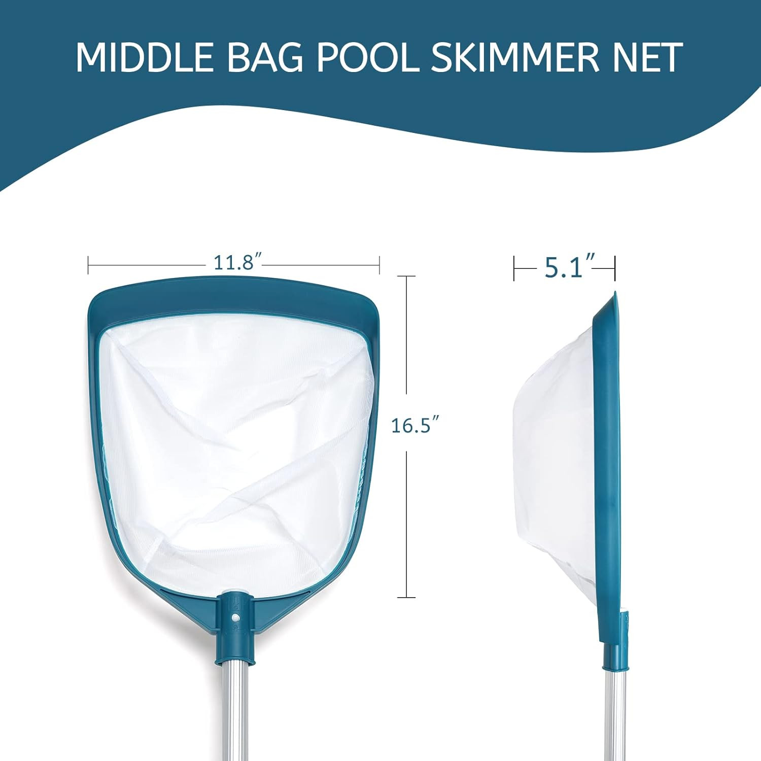 Premium Pool Leaf Skimmer with Adjustable Aluminum Pole and Fine Mesh Net