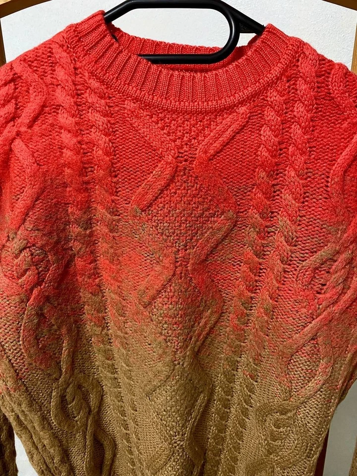 Suéter Ombre Tejido con Cable de Lana Hecho en Italia Dsquared2 Marrón Rojo M S75HA0321 Foto 4 de 4