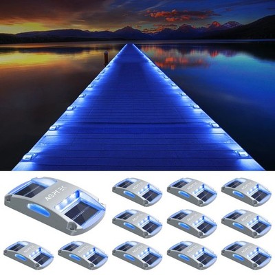 AGPTEK CDN-SDL01 Solar Lights/12-Pk/Outdoor Driveway Deck Dock Walkway/Cool Blue