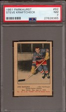 1951-52 Parkhurst Parkies #92 Steve Kraftcheck Graded PSA 7 NM New York Rangers