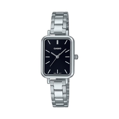 Casio Women s Silver Stainless Steel Watch with Black Dial - LTP-V009D-1EUDF