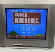 Sanyo CRT TV 20" DS20930 Composite Silver Flat Screen Retro Gaming