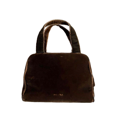 バッグ PRADA archive hand bag brown tote bag Prada Velvet Tote Bag Brown Velours Logo Handbag Archive Vintage