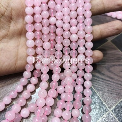 Rose Quartz 8mm Round Bead Strand, Natural Pink Quartz Gemstone Beads, DIY Brace