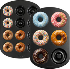 Variety 2 Pack Full  Mini Donut Pan for Baking  One 12-Cavity Mini Donut Pan 