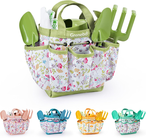 Juego de jardineria para ninos con palas sombrero rastrillo guantes y bolsa v - Foto 11 di 12