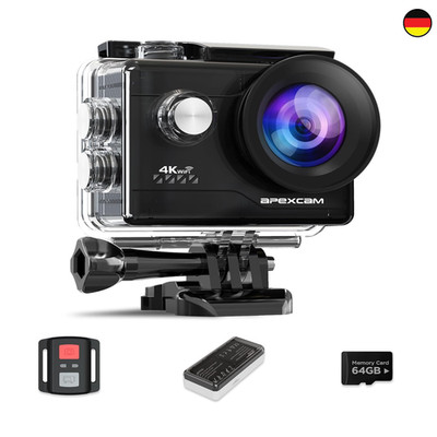 Apexcam M80Air mit 64G Karte Action Cam 4K60FPS 64MP WiFi Sportskamera Unterw...