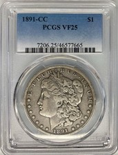 PCGS VF25 1891-CC Morgan Silver Dollar (Carson City Mint)