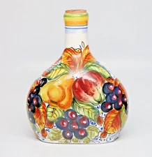ARTISTICA  Deruta or Tuscany? Hand Painted Italian Decor Oblong Bottle 10" Fruit