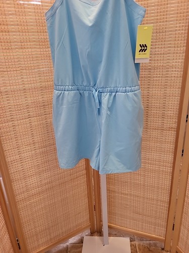 All In Motion Girls Size Medium 8 Blue Fashion Romper Front Pockets Sleeveless - Picture 2 of 12