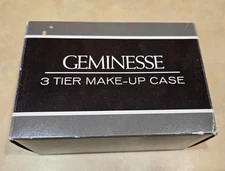 Vintage NEW Max Factor Geminesse 3 tier make-up case lip eyeshadow blush brushes