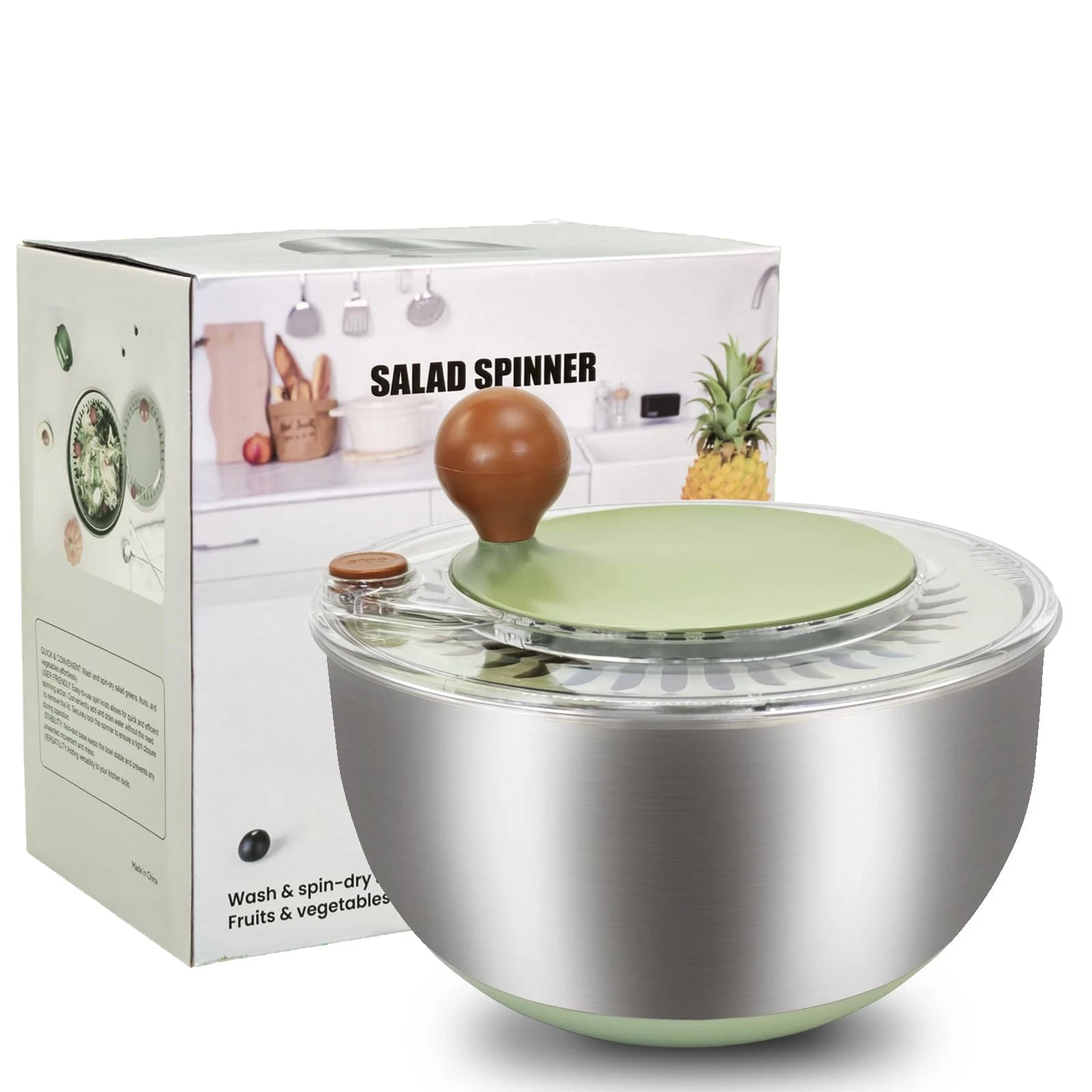 5.3Qt Stainless Steel Salad Spinner, Salad Spinner Stainless Steel With Stop ...
Opens in a new wind