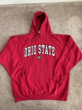 VTG Y2K Ohio State Buckeyes Hoodie Sweatshirt Red Mens XL Pullover Brutus OSU