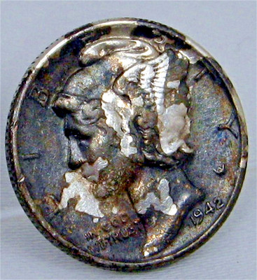 1942 10c Silver Mercury Dime - Luster - MULTI COLOR Toning - SKU-804-3