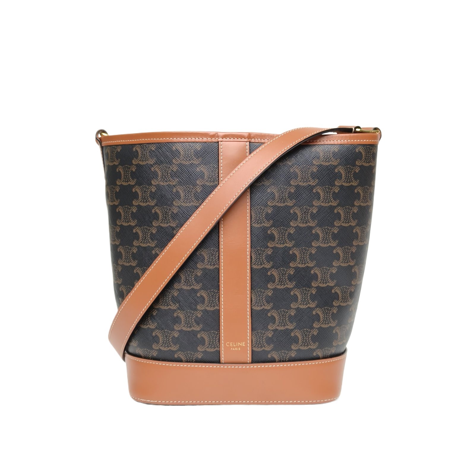 CELINE Triomphe Logo Printed Canvas Bucket Bag Small 18cm P255130397