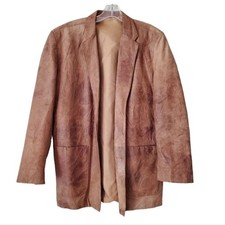 V.S.O.P COGNAC Mens Genuine Leather Jacket Size XS Distressed Brown Western